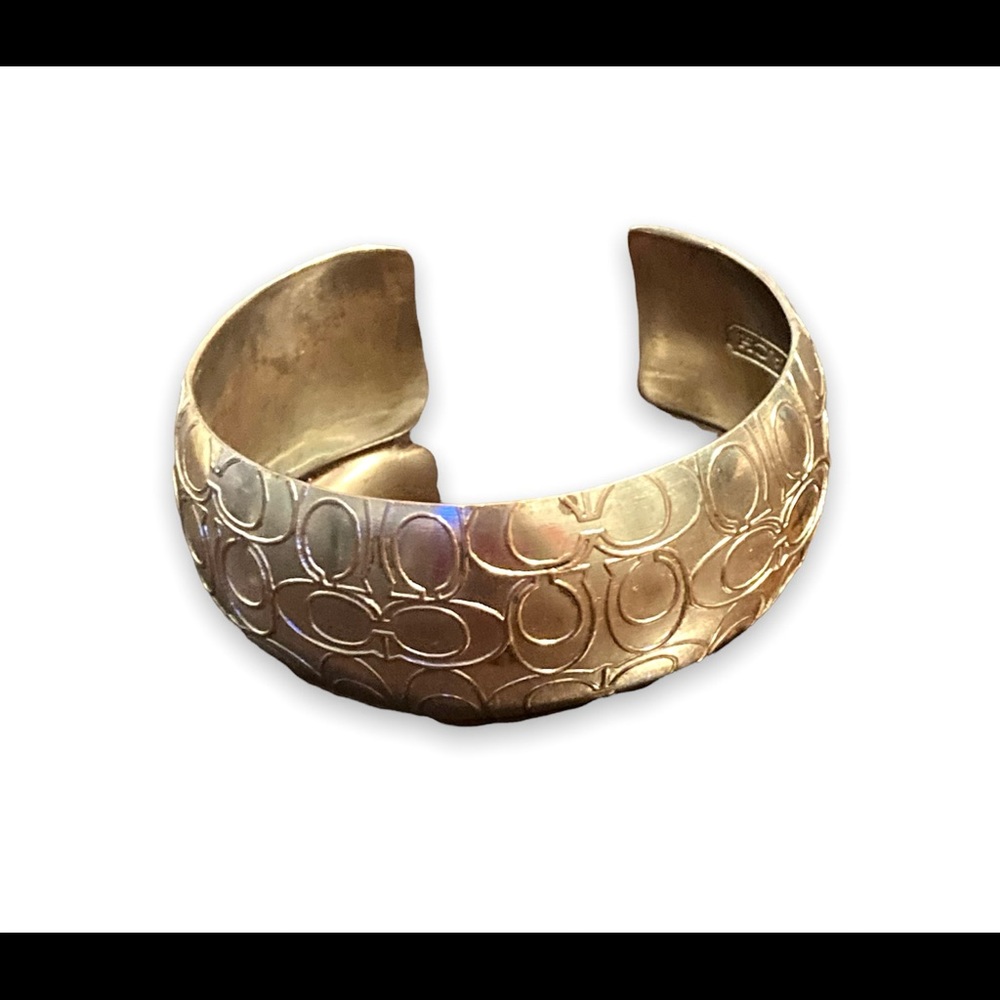 Coach Sterling Silver Monogram Cuff Bracelet.